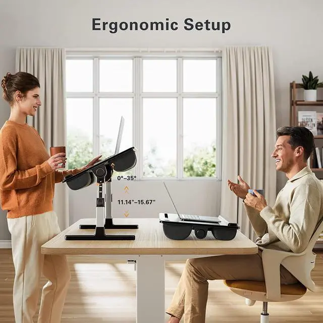 Alt view image 3 of 7 - Laptop Bed Desk, Laptop Tray Computer Lap Desk for Bed Couch Sofa Floor, Bed Tray for Working, Eating, Foldable Laptop Table Bed Table with Height Adjustment & 35° Adjustable Tilt Angle