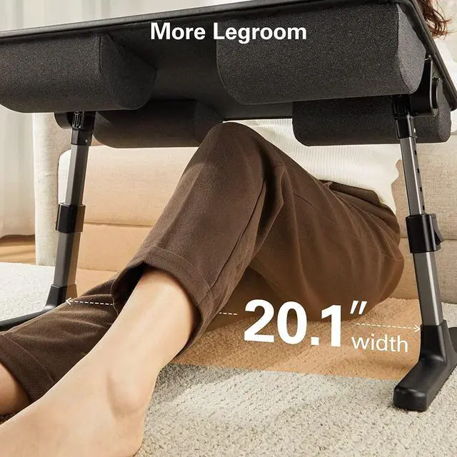 Alt view image 4 of 7 - Laptop Bed Desk, Laptop Tray Computer Lap Desk for Bed Couch Sofa Floor, Bed Tray for Working, Eating, Foldable Laptop Table Bed Table with Height Adjustment & 35° Adjustable Tilt Angle