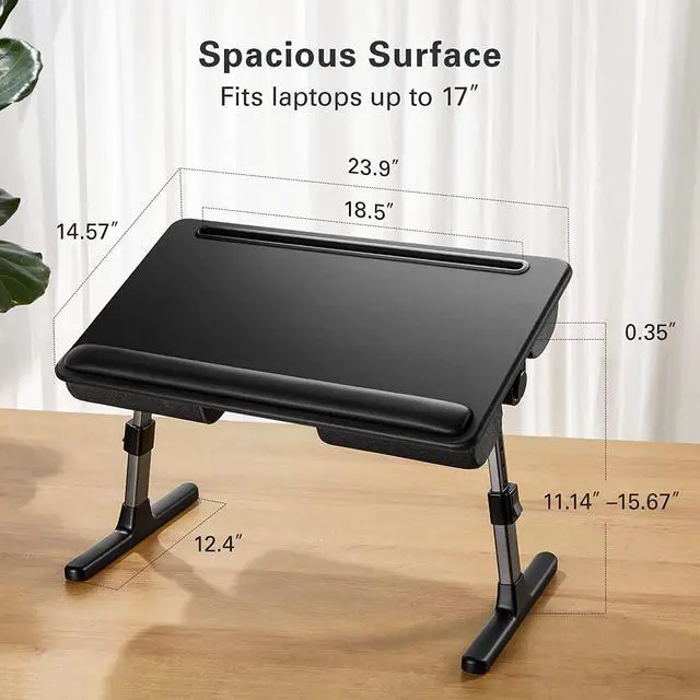 Alt view image 7 of 7 - Extra Large Lap Laptop Desk - Full PU Material Mouse Pad Gaming Tray - Portable LapDesk with Phone Holder & Wrist Rest for Notebook, MacBook, Tablet, Bed, Sofa(Black, Fit Up 17.3-in Laptops)