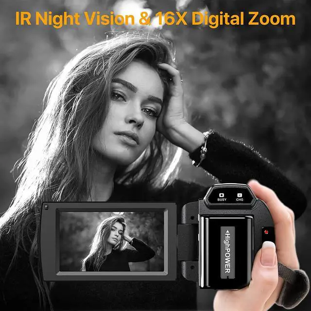 Alt view image 5 of 7 - 4K Video Camera Camcorder 48MP 60FPS Ultra HD Video Camera with Wifi Vlogging Camera for YouTube 16X Digital Video Camera with Microphone 6-Axis Anti-Shake IR Night Vision Recorder