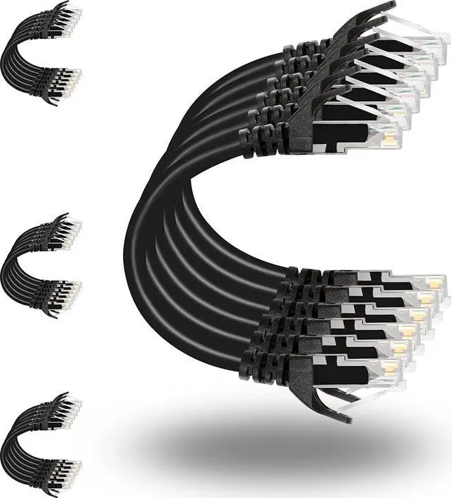 Alt view image 5 of 7 - Patch Panel 24 Port Cat6 Bundle with Patch Cables Cat6 1ft 24 Pack Black