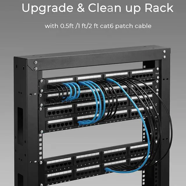Alt view image 7 of 7 - Patch Panel 24 Port Cat6 Bundle with Patch Cables Cat6 1ft 24 Pack Black