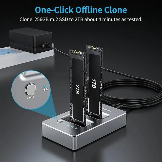 Alt view image 2 of 6 - NVMe M.2 Duplicator Dual-Bay Offline Clone USB C to NVME Docking Station for M2 SSD M Key Hard Drives Enclosure (Dual-Bay)