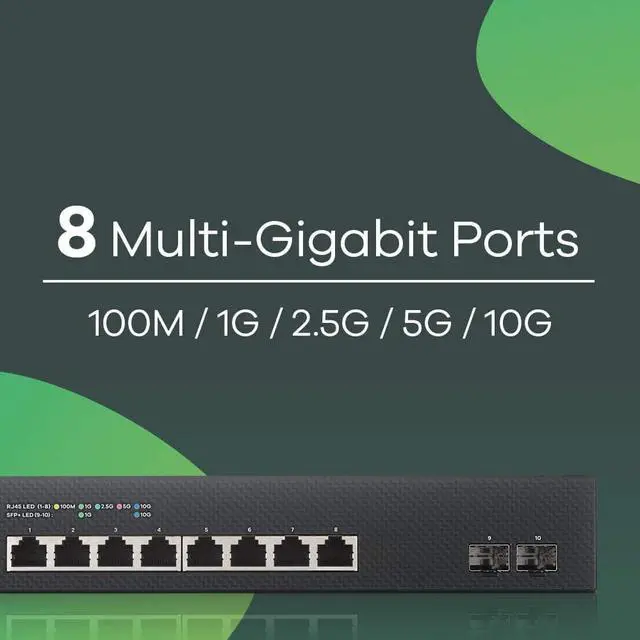 Alt view image 4 of 5 - Zyxel 8-Port Multi-Gig + 2 10G Fiber NebulaFlex Smart Managed Switch