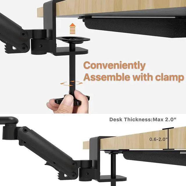 Alt view image 3 of 7 - Clamp-on Adjustable Armrest for Desk, Ergonomic 360°Rotating Elbow Cushion Pad with 6-Level Height, Above Desk Extension Platform Arm Support for Left/Right Hand, Black