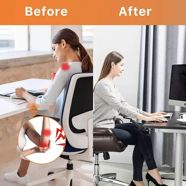 Alt view image 7 of 7 - Clamp-on Adjustable Armrest for Desk, Ergonomic 360°Rotating Elbow Cushion Pad with 6-Level Height, Above Desk Extension Platform Arm Support for Left/Right Hand, Black