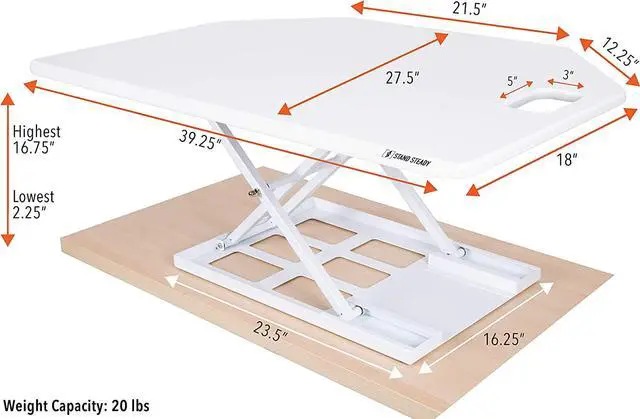 Alt view image 6 of 7 - X-Elite Pro | Premier Corner Standing Desk Converter | Extra Large 40 Inch Sit to Stand Desk | Fully Assembled | Height Adjustable Desk Converter for Cubicles and L-Shaped Desks (White)
