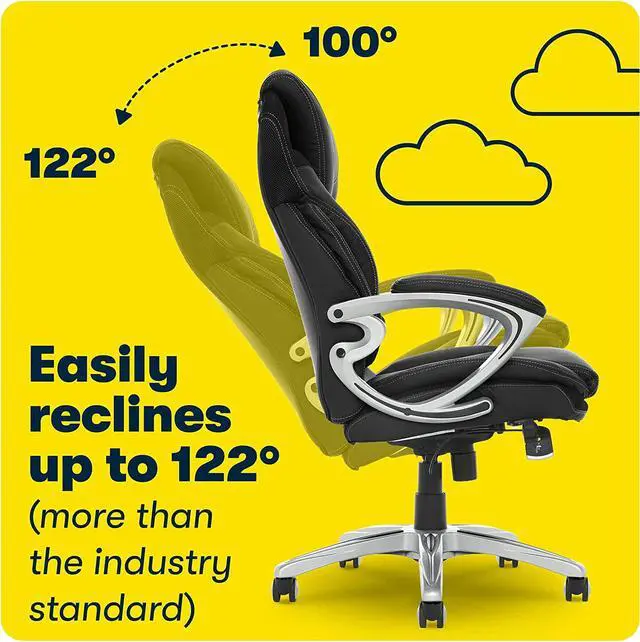 Alt view image 5 of 7 - Serta AIR Health and Wellness Executive Office Chair, High Back Big and Tall Ergonomic for Lumber Support Task Swivel, Bonded Leather, Black