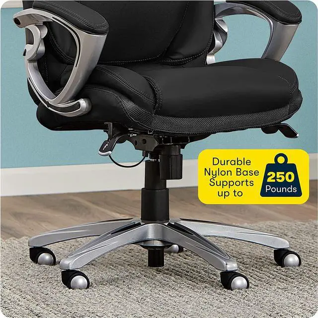 Alt view image 7 of 7 - Serta AIR Health and Wellness Executive Office Chair, High Back Big and Tall Ergonomic for Lumber Support Task Swivel, Bonded Leather, Black