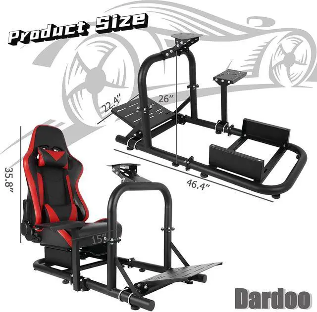 Alt view image 2 of 7 - G920 Gaming Simulator Cockpit with Seat Racing Steering Wheel Stand with Shifter Lever Fits for Logitech G25 G27 G29 G920&G923 Thrustmaster T300RS TX Fanatec PC PS4 Xbox, Without Steering wheel, pedal