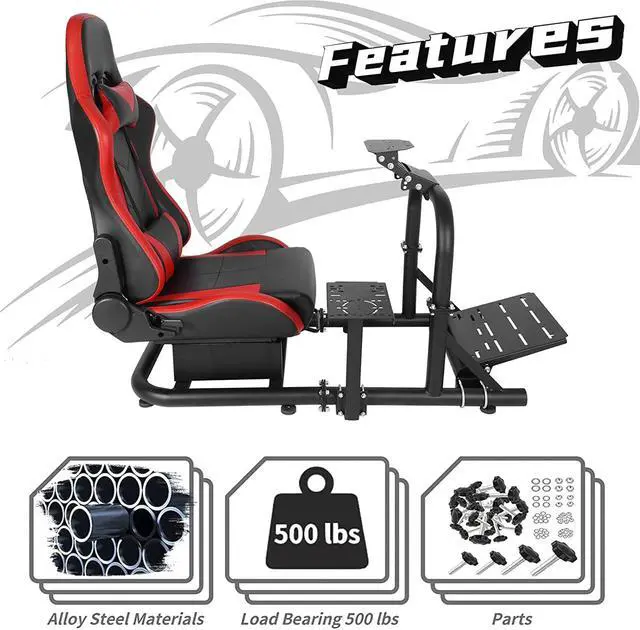 Alt view image 3 of 7 - G920 Gaming Simulator Cockpit with Seat Racing Steering Wheel Stand with Shifter Lever Fits for Logitech G25 G27 G29 G920&G923 Thrustmaster T300RS TX Fanatec PC PS4 Xbox, Without Steering wheel, pedal