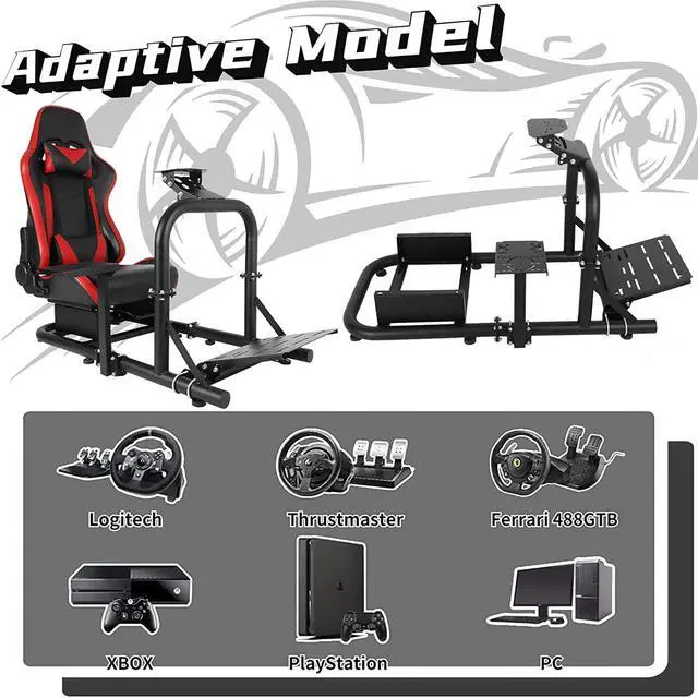 Alt view image 6 of 7 - G920 Gaming Simulator Cockpit with Seat Racing Steering Wheel Stand with Shifter Lever Fits for Logitech G25 G27 G29 G920&G923 Thrustmaster T300RS TX Fanatec PC PS4 Xbox, Without Steering wheel, pedal