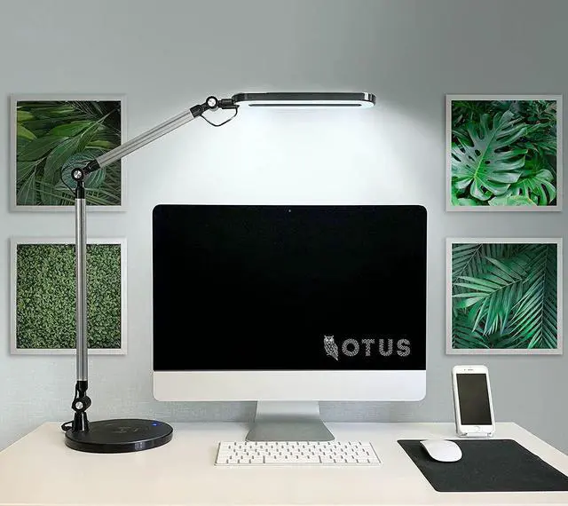 Alt view image 7 of 7 - 2in1 LED Desk Lamp for Home Office with Wireless Charger, Architect LED Desk Light for Study, Reading, Working, Adjustable Tall Swing Arm Table Light, Dimmable Brightness, 3 Color Modes