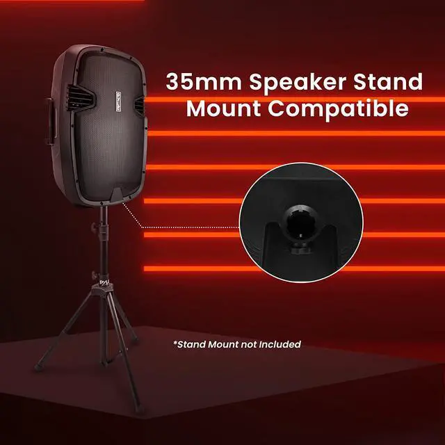 Alt view image 6 of 7 - Pyle 1600 Watt, 15" Bluetooth PA Speaker-Indoor/Outdoor Portable Sound System with (2) UHF Wireless Microphones Rechargeable Battery, Audio Recording, USB/SD Readers, FM Radio