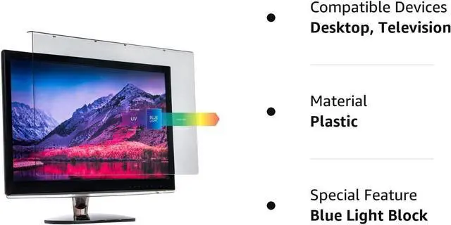 Alt view image 2 of 2 - 23-24 inch Anti-Blue Light Filter for Computer Monitor. Blue Light Monitor Screen Protector Panel (21.5 x 13.0 inch). Blocks Blue Light 380 to 495 nm. Fits LCD, TV and PC, Mac Monitors