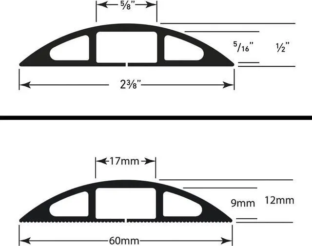 Alt view image 7 of 7 - 30ft Floor Cord Cover, Floor Cable Protector, Extension Cord Cover, Protect Wires & Prevent Cable Trips, Cable Management Solution - Cord Cavity = 0.63" (W) x 0.31" (H) - Black