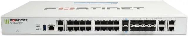 Alt view image 2 of 3 - Fortinet FortiGate FG-100F Network Security Firewall 22xGE port Switch Managed , 20 Gbps; IPS 2.6 Gbps; NGFW 1.6 Gbps; Threat Protection 1 Gbps.