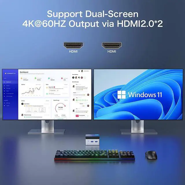 Alt view image 4 of 6 - Mini PC Windows 11 Pro Intel 11th Gen N5105, 10nm 8GB RAM 512GB SSD M.2 2242 Mini Desktop Computer, Micro Computer with Dual HDMI 4K, Dual DDR4, Dual WiFi, Giga, BT4.2& Cooling Fans