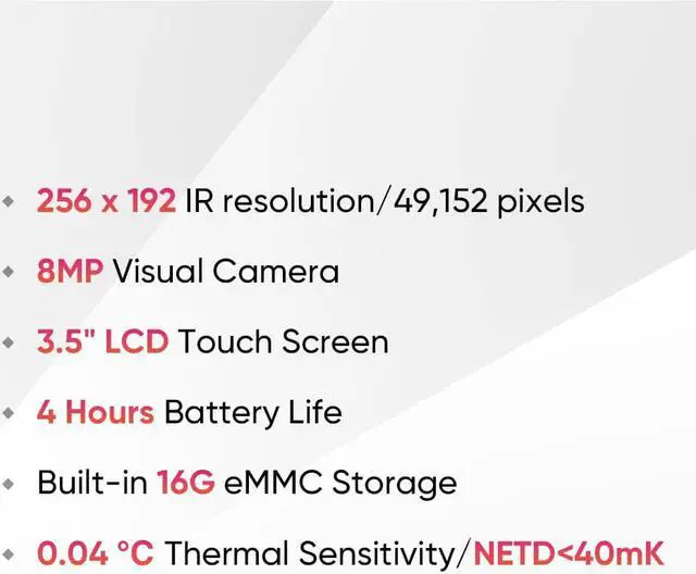 Alt view image 2 of 6 - Pocket2 256 x 192 IR Resolution Thermal Imaging Camera with 8MP Visual Camera, 25 Hz, Wi-Fi, 3.5" Touch Screen Thermal Imager, IP54, -4°F~752°F