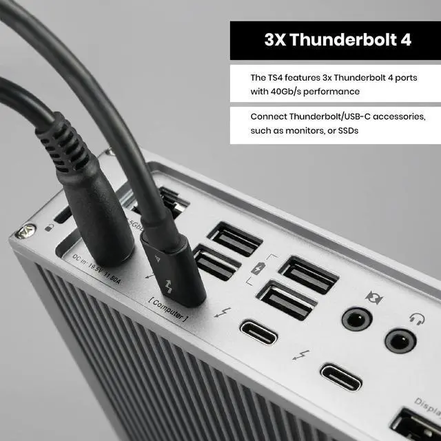 Alt view image 7 of 7 - Thunderbolt 4 Dock - 18 Ports, 98W Charging, 3x Thunderbolt 4 40Gb/s, 5 x USB-A, 3 x USB-C (10Gb/s), 2.5GbE, Single 8K or Dual 6K 60Hz Displays, Mac, PC, Chrome Compatible with 0.8m Cable
