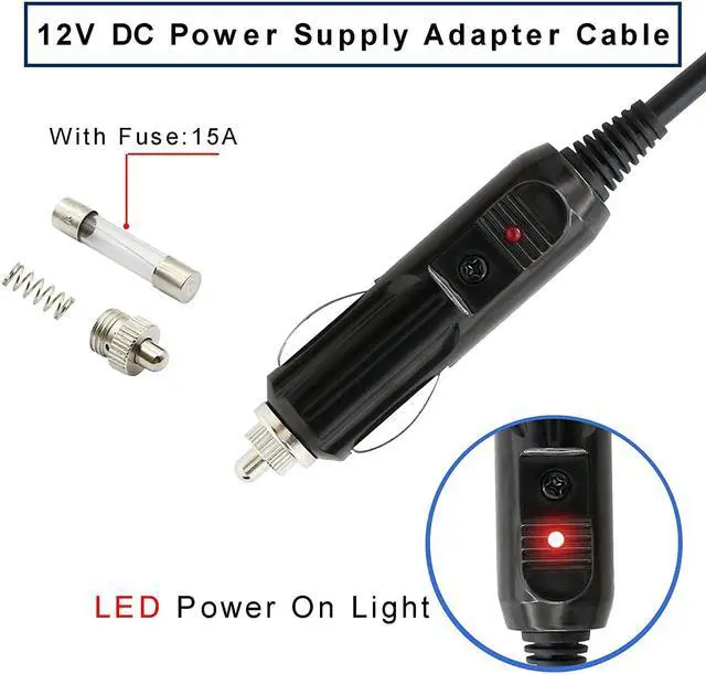 Alt view image 2 of 6 - 12V DC 8mm Car Cigarette Lighter Cable, DC7909 7.9 x 5.5mm Car Charger Power Supply Cord,12V Cable for Car DVR,Bluetooth Speakers,Camera,GPS,Laptop