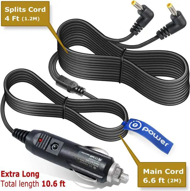 Alt view image 2 of 3 - Dual Screen Auto Car Charger Ac Dc Adapter Compatible with Ematic Proscan Spectroniq FUNAVO WONNIE Milanix NaviSkauto Portable DVD Player Dual-Screens Auto Power Supply Cord