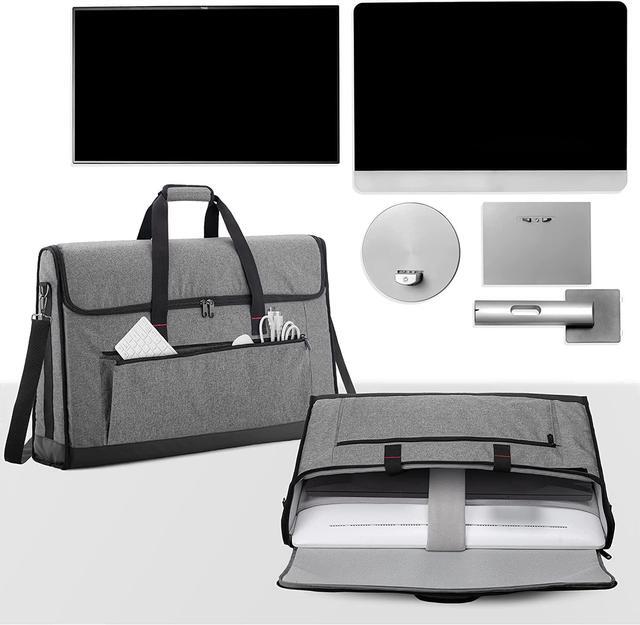 Alt view image 6 of 7 - Monitor Carrying Case 24-27 Inch Padded Travel Bag Hold Up to 2 LCD Screens/TVs, Not Compatible with iMac or All-in-One Computer, with Accessories Pocket, Shoulder Strap, PU Bottom, Grey