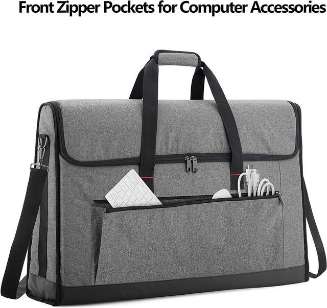 Alt view image 3 of 7 - Monitor Carrying Case 24-27 Inch Padded Travel Bag Hold Up to 2 LCD Screens/TVs, Not Compatible with iMac or All-in-One Computer, with Accessories Pocket, Shoulder Strap, PU Bottom, Grey