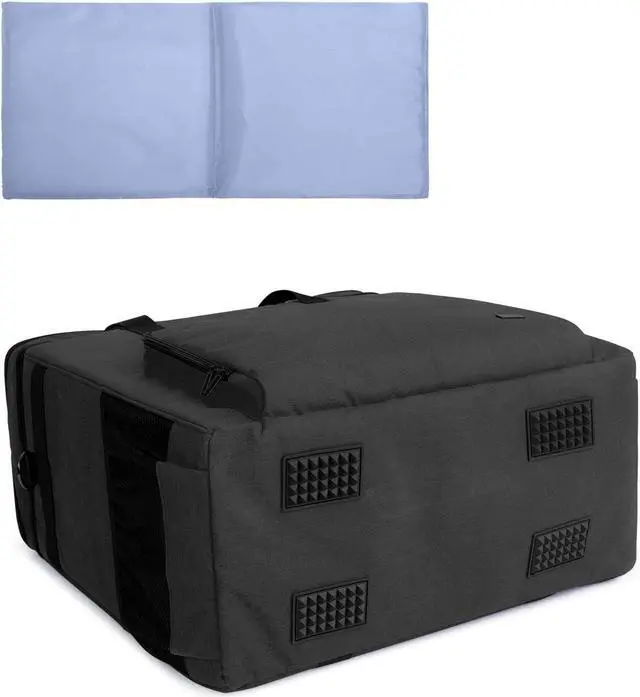 Alt view image 4 of 6 - Double-Layer Carrying Case for Computer Tower, Desktop Computer Travel Storage Tote Bag for PC Chassis, Keyboard, Cable and Mouse, Headphone, Bag Only, Black