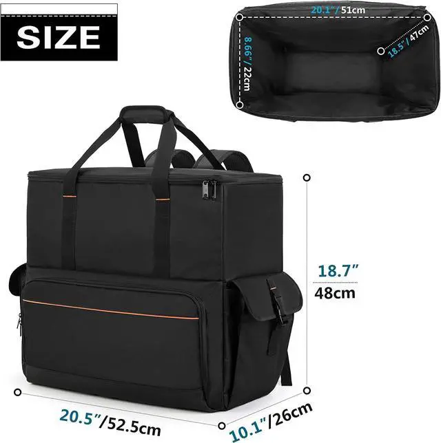 Alt view image 6 of 6 - Computer Desktop Tower Carrying Case, PC Backpack for Computer Main Processor Case, Keyboard, Cable and Mouse, Earphone, Bag Only, Black