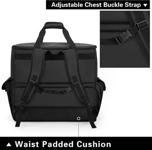 Alt view image 4 of 6 - Computer Desktop Tower Carrying Case, PC Backpack for Computer Main Processor Case, Keyboard, Cable and Mouse, Earphone, Bag Only, Black