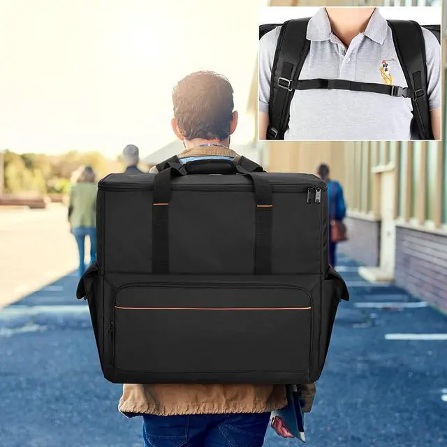 Alt view image 5 of 6 - Computer Desktop Tower Carrying Case, PC Backpack for Computer Main Processor Case, Keyboard, Cable and Mouse, Earphone, Bag Only, Black
