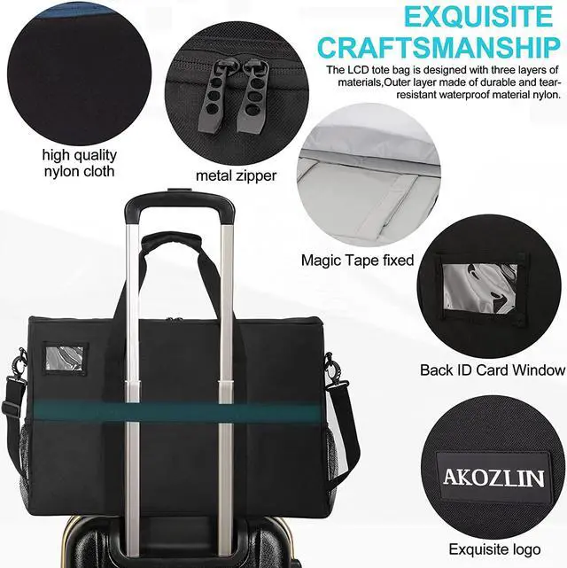 Alt view image 6 of 7 - LCD Screens/TVs(up to 2) Transport Tote Bag for 19" - 24" Displays Padded Monitor Carrying Case Travel Bag With Shoulder Strap,Large Accessories Pocket