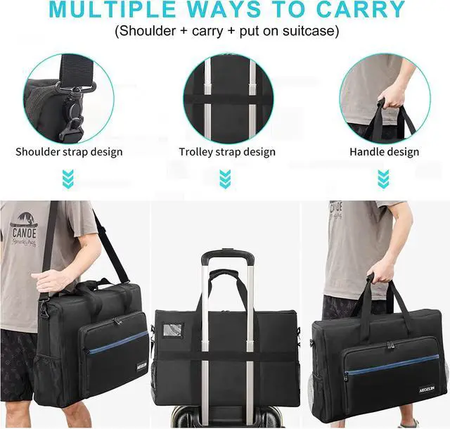 Alt view image 5 of 7 - LCD Screens/TVs(up to 2) Transport Tote Bag for 19" - 24" Displays Padded Monitor Carrying Case Travel Bag With Shoulder Strap,Large Accessories Pocket