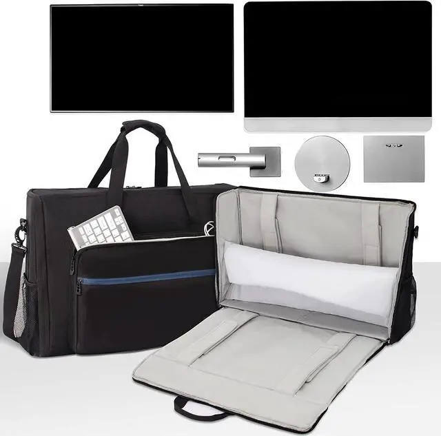 Alt view image 2 of 7 - LCD Screens/TVs(up to 2) Transport Tote Bag for 19" - 24" Displays Padded Monitor Carrying Case Travel Bag With Shoulder Strap,Large Accessories Pocket