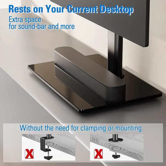 Alt view image 6 of 7 - Vertical Dual Monitor Stand, Stack Two Screens up to 32 inches,33 Lbs, Free-Standing Monitor Desk Mount, Monitor Riser with Swivel, Tilt, Height Adjustable, VESA Stand 100 x 100mm, 75 x 75mm