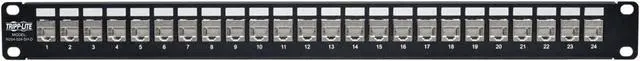 Alt view image 2 of 4 - Tripp Lite 24-Port Cat6 / Cat5 Patch Panel STP Shielded Down-Angled Ports RJ45 Ethernet 1U Rackmount TAA