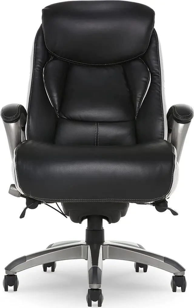 Alt view image 2 of 7 - Serta Executive Office Chair with Smart Layers Technology | Leather and Mesh Ergonomic with Contoured Lumbar and ComfortCoils | Black & White