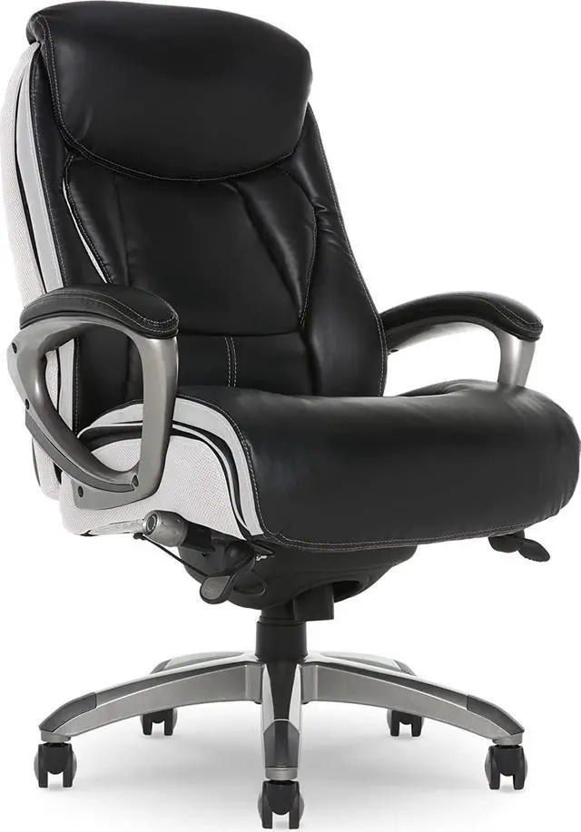 Main image of Serta Executive Office Chair with Smart Layers Technology | Leather and Mesh Ergonomic with Contoured Lumbar and ComfortCoils | Black & White