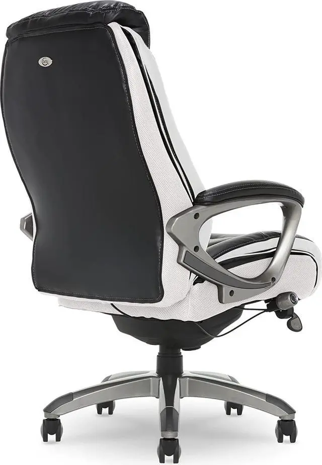 Alt view image 4 of 7 - Serta Executive Office Chair with Smart Layers Technology | Leather and Mesh Ergonomic with Contoured Lumbar and ComfortCoils | Black & White