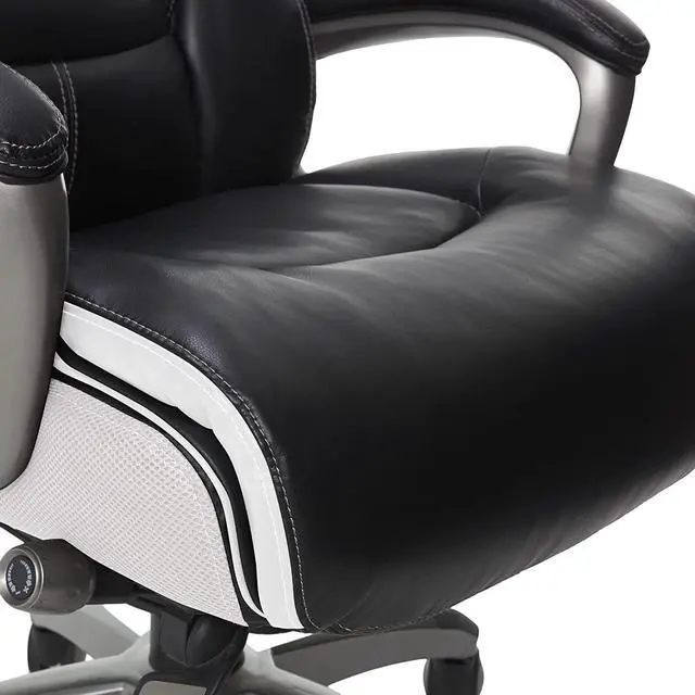 Alt view image 6 of 7 - Serta Executive Office Chair with Smart Layers Technology | Leather and Mesh Ergonomic with Contoured Lumbar and ComfortCoils | Black & White