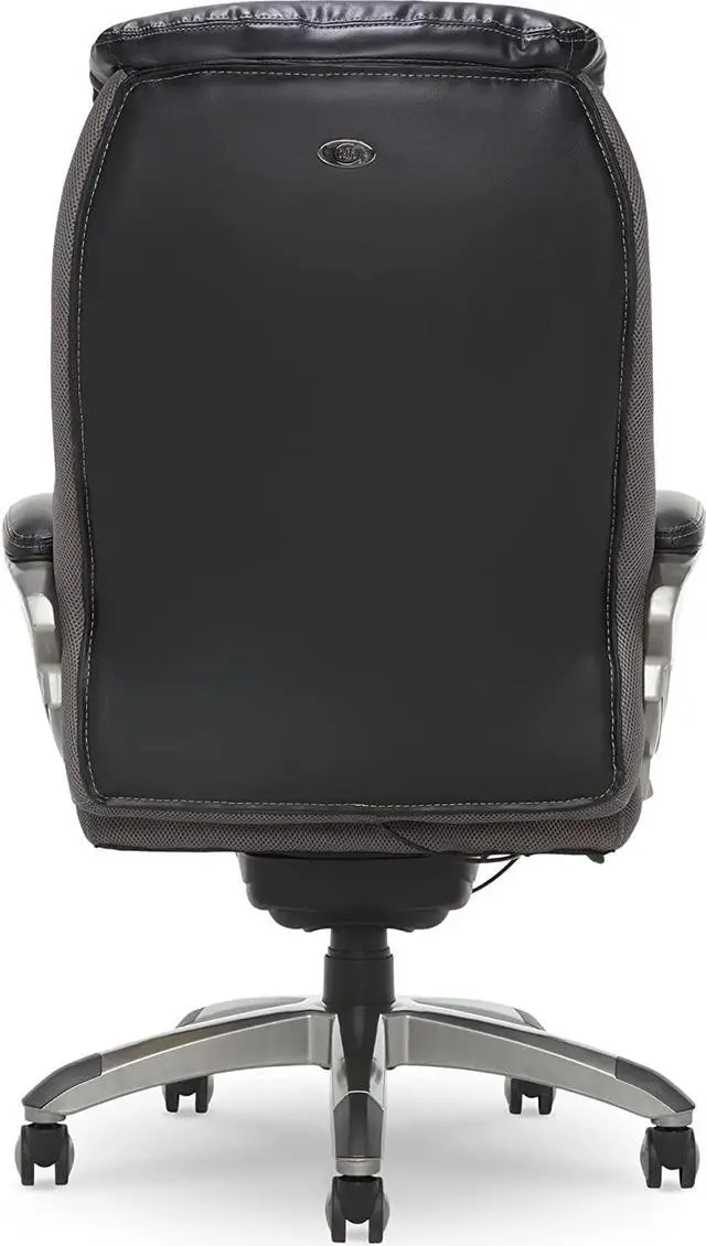 Alt view image 4 of 7 - Serta Executive Office Smart Layers Technology Leather and Mesh Ergonomic Computer Chair with Contoured Lumbar and ComfortCoils, Black and Grey