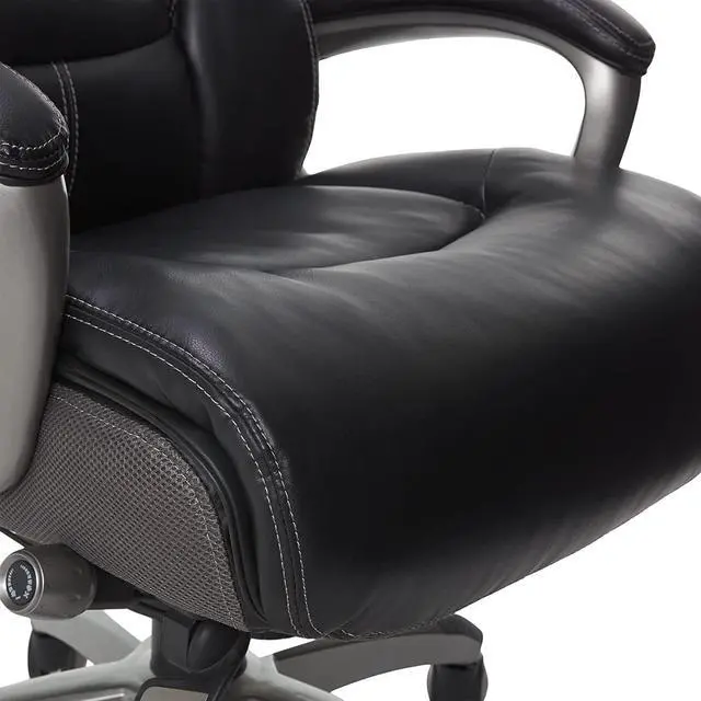 Alt view image 5 of 7 - Serta Executive Office Smart Layers Technology Leather and Mesh Ergonomic Computer Chair with Contoured Lumbar and ComfortCoils, Black and Grey
