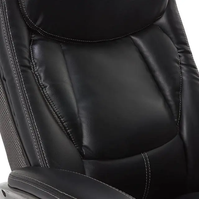 Alt view image 6 of 7 - Serta Executive Office Smart Layers Technology Leather and Mesh Ergonomic Computer Chair with Contoured Lumbar and ComfortCoils, Black and Grey