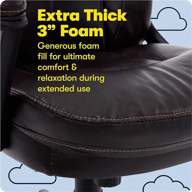Alt view image 7 of 7 - Serta Manager Office Chair with Layer Body Pillow | Faux Leather with Contoured Lumbar and ComfortCoils | Roasted Chestnut Brown