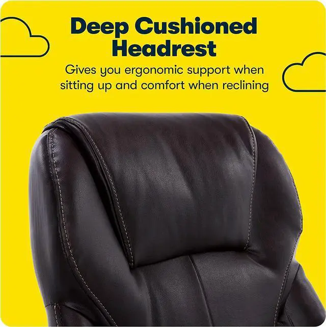 Alt view image 5 of 7 - Serta Manager Office Chair with Layer Body Pillow | Faux Leather with Contoured Lumbar and ComfortCoils | Roasted Chestnut Brown