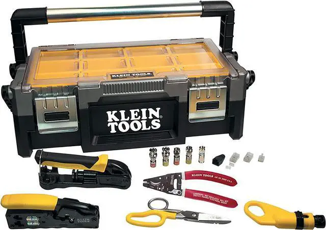 Main image of Klein Tools VDV001-833 VDV ProTech Kit with Transport Case, Cable Stripper, Crimper, Compression Connecters, Cable Cutter, Data/Telephone Plugs