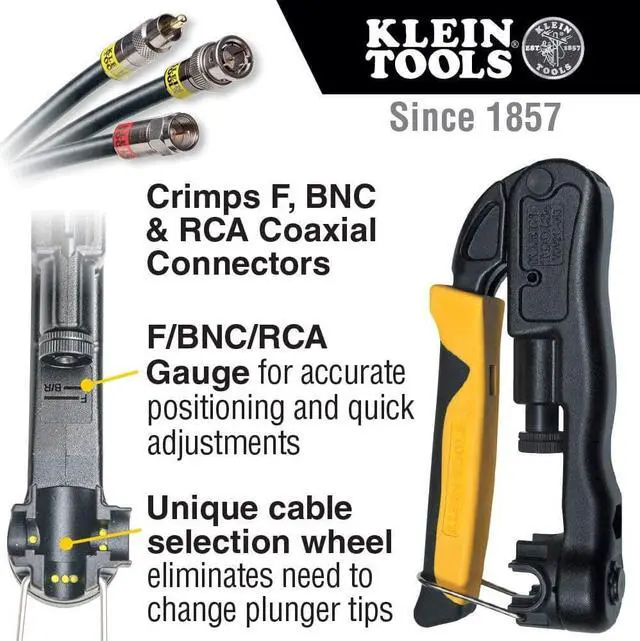 Alt view image 3 of 7 - Klein Tools VDV001-833 VDV ProTech Kit with Transport Case, Cable Stripper, Crimper, Compression Connecters, Cable Cutter, Data/Telephone Plugs
