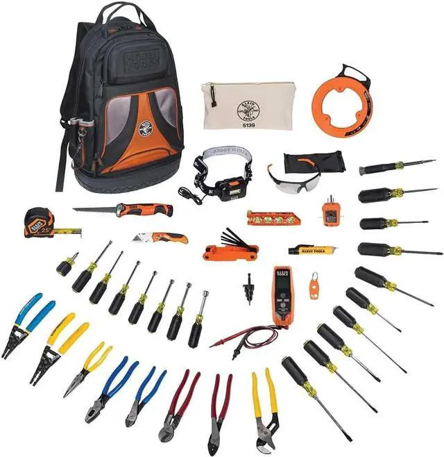 Main image of Klein Tools 80141 Hand Tools Kit includes Pliers, Screwdrivers, Nut Drivers, Backpack, and More Jobsite Tools, 41-Piece