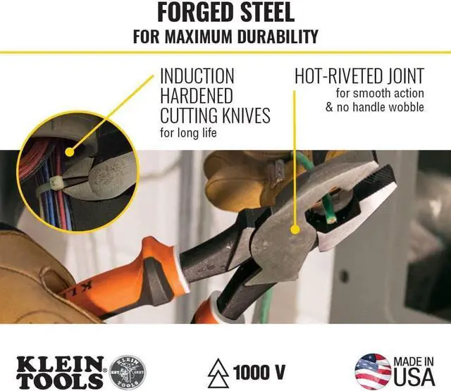 Alt view image 3 of 6 - Klein Tools 94130 1000V Insulated Screwdriver Tool Set with #2 Phillips and 1/4-Inch Cabinet Slim Tips, 2 Pliers and Wire Stripper